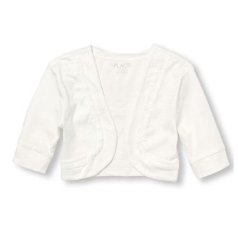 Girls' Elbow Sleeve Bolero - White