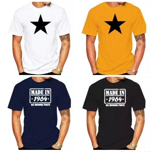 4 In 1 Star Print T-shirts - White, Yellow, Black, Blue