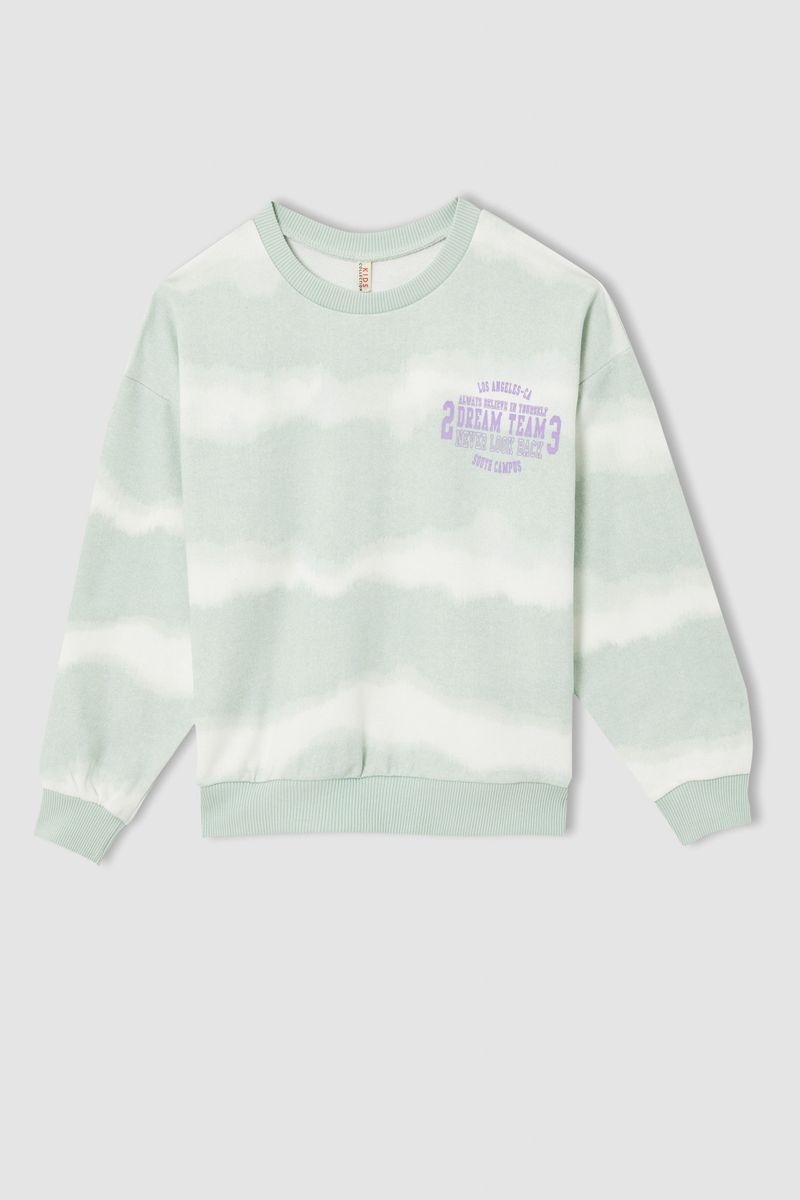 Girl Knitted Regular Fit C Neck Sweat Shirt - Turquoise