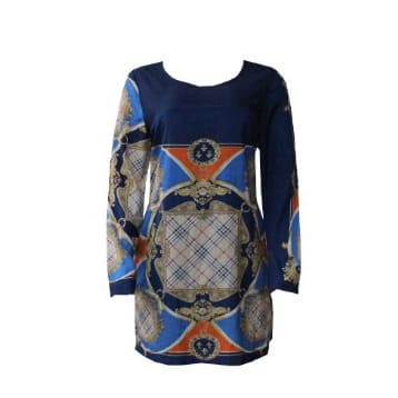 Long Sleeve Print Design Dress - Multicolour