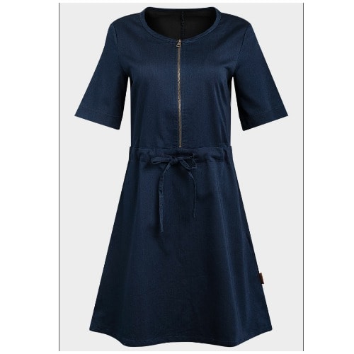 Ladies Denim Skater Dress - Denim Blue