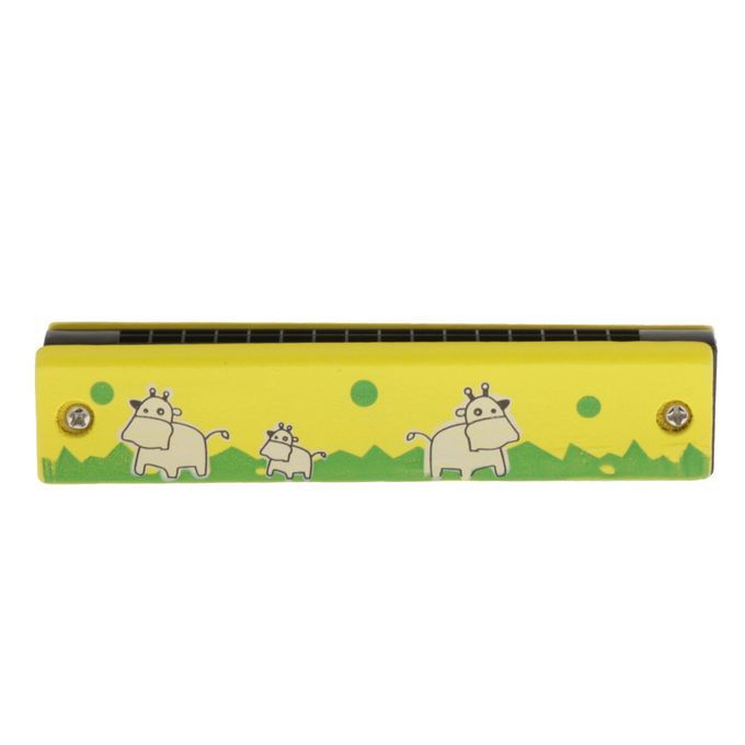 Wooden Harmonica 16 Holes For Kids Children Musical Toys Yellow Yellow