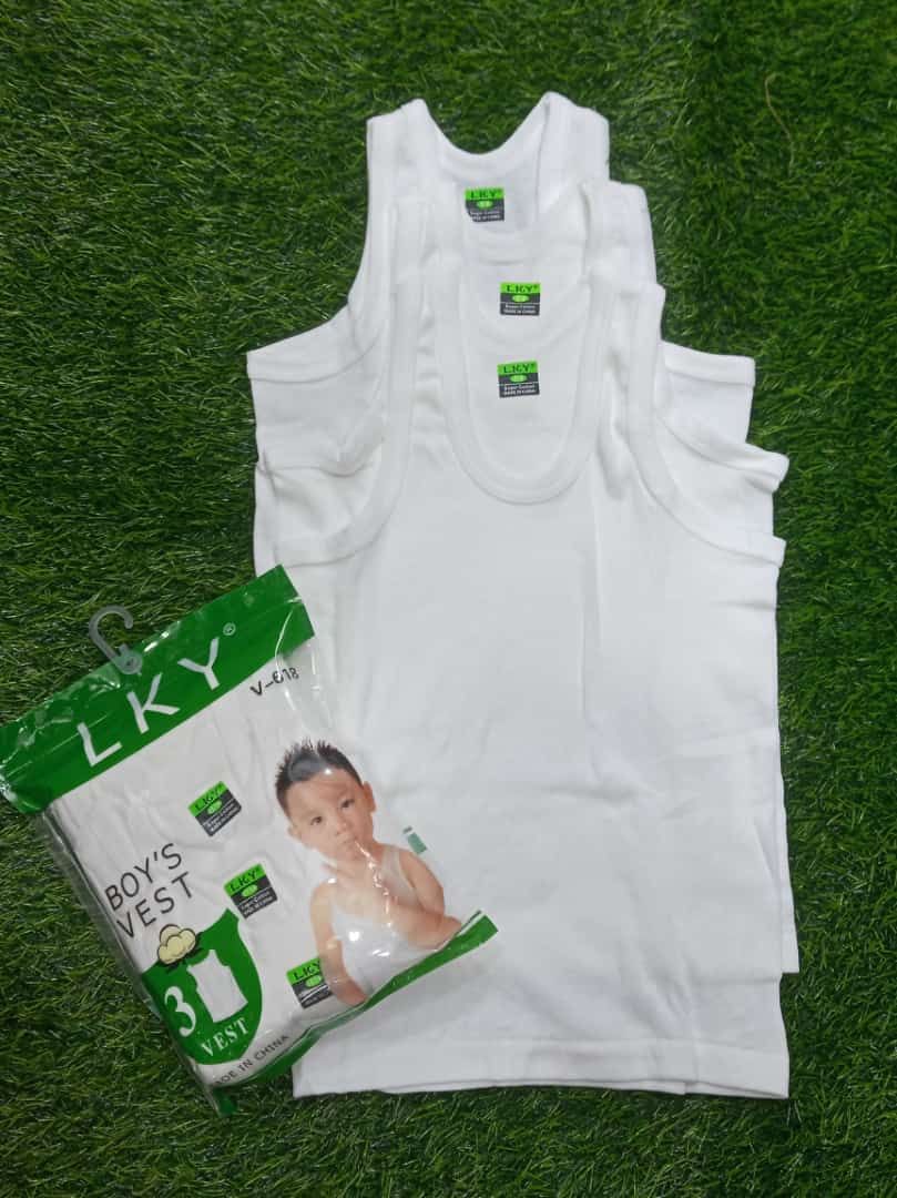 3-in-1 Kids Singlet For Boys - White