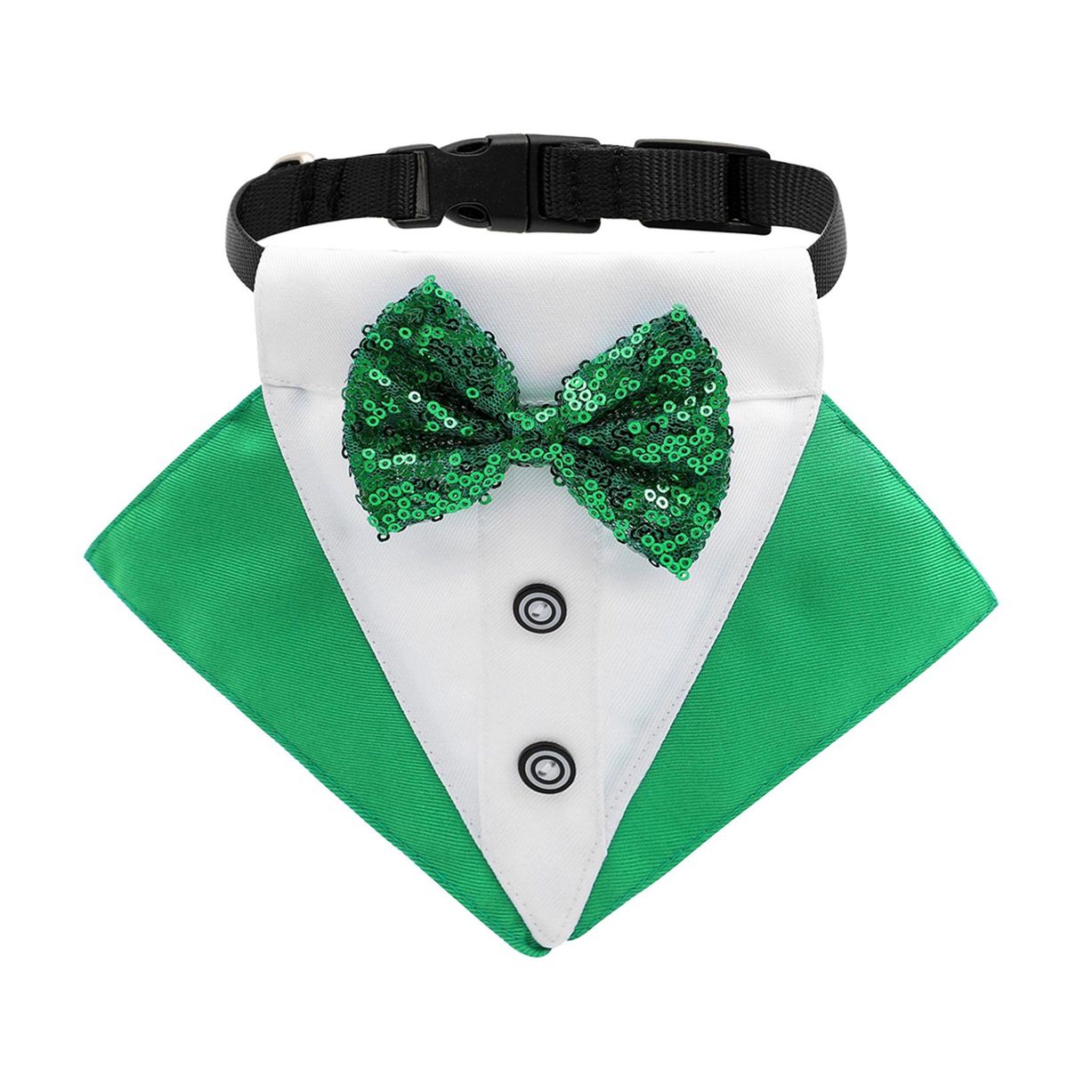 Dog Bandana Collar With Bow Tie St. Patrick's Day Green White S