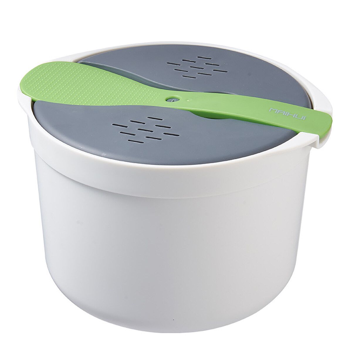 2L Microwave Rice Cooker Microwave Rice Steamer Bowl Cooker Tools Kitchen Utensils Green