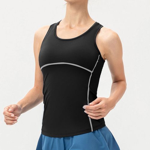Womens Fitness Tank Top Running Vest Casual Gym Sleeveless Sportswear（Black）
