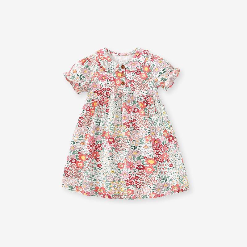2023 European And American Children's Dress Girls Summer Dress New Printed Princes