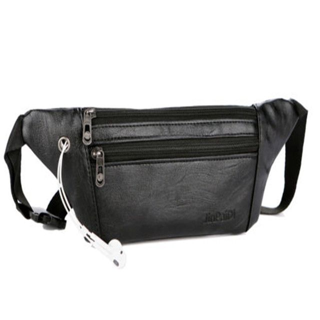 Leather Fanny Pack Men Mini Waist Belt Bag Purse Hip Small