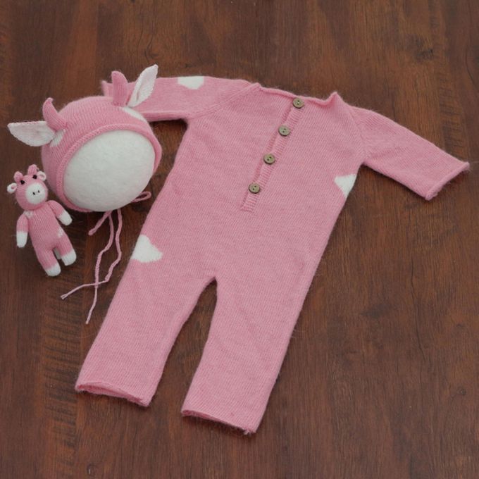 Baby Jumpsuit Fashionable Button Closure For Christmas Spring Pink