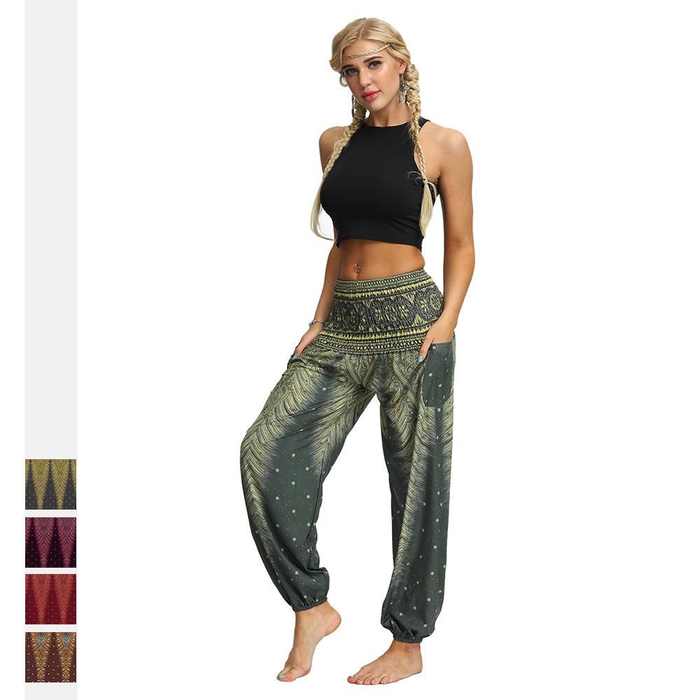 Digital printed women's sports casual dance bloomers large fitness yoga pants autumn