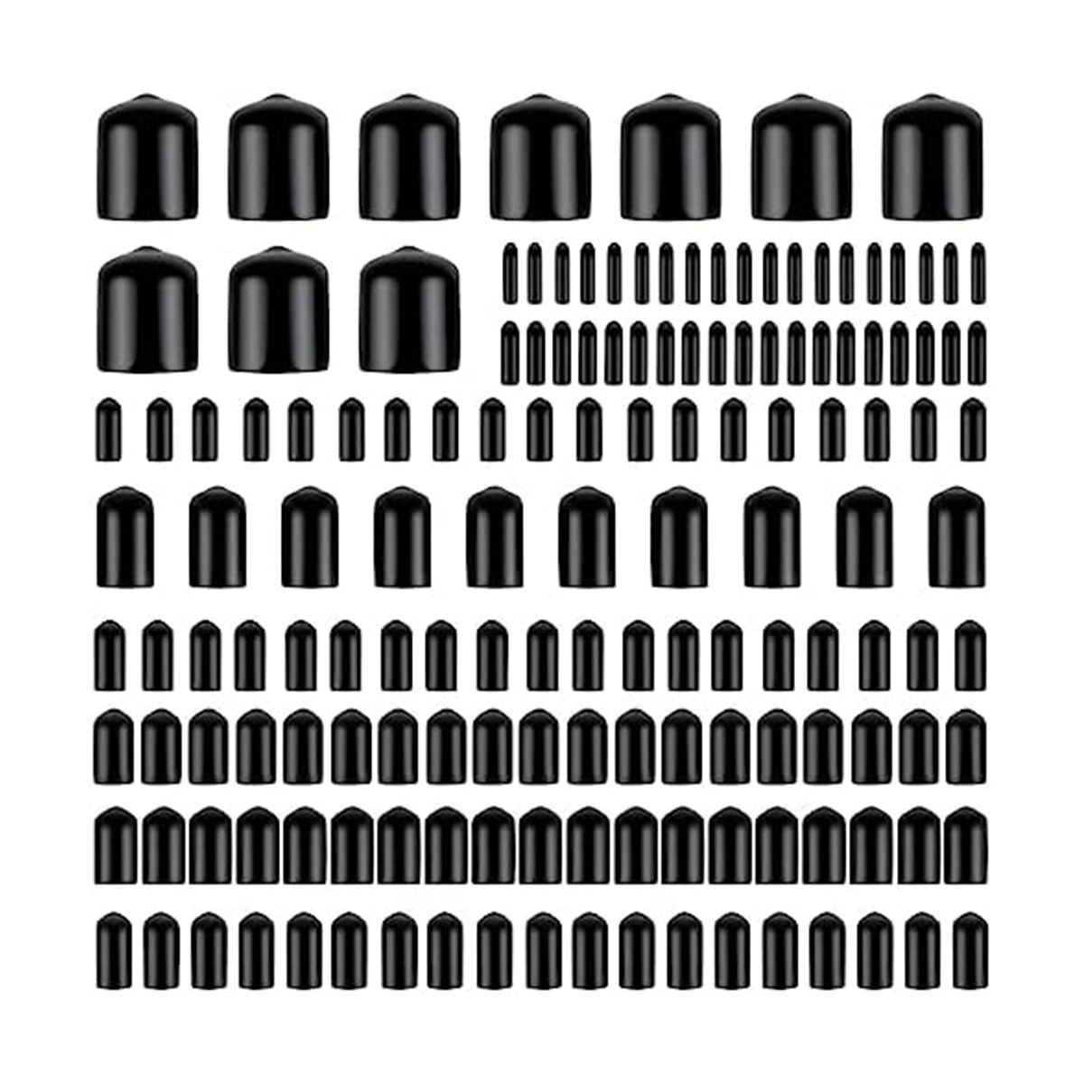160Pcs Assorted Size Rubber End Caps, Flexible Screw Thread Protector Caps Round Vinyl Bolt Screw Cover Caps in 9 Size
