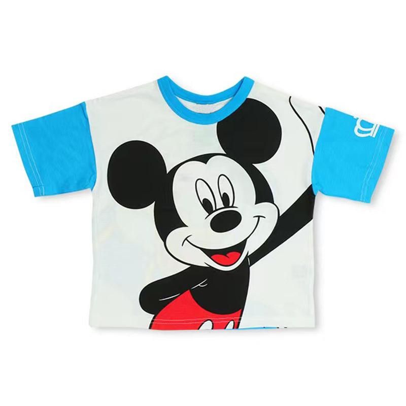 New Children's Color Matching Short Sleeve Large Printed T-Shirt Cartoon Front And Rear Ja