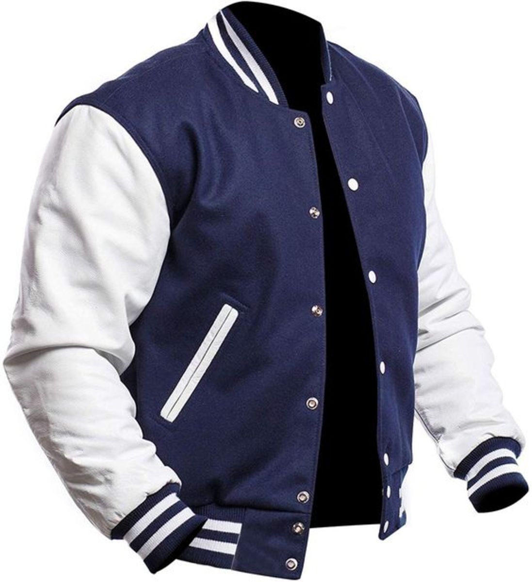 Envogue Well Tailored Varsity Jacket -  White & Blue