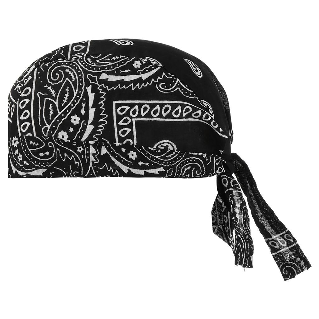 Men's Turban Chemo Durag Beanie Headscarf Beanie Skull Hat Sweat Black