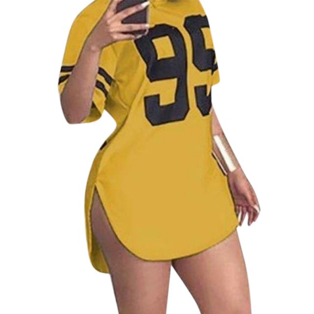 Women's T-Shirt Sexy Long Skirt Printed Ladies Yellow_S