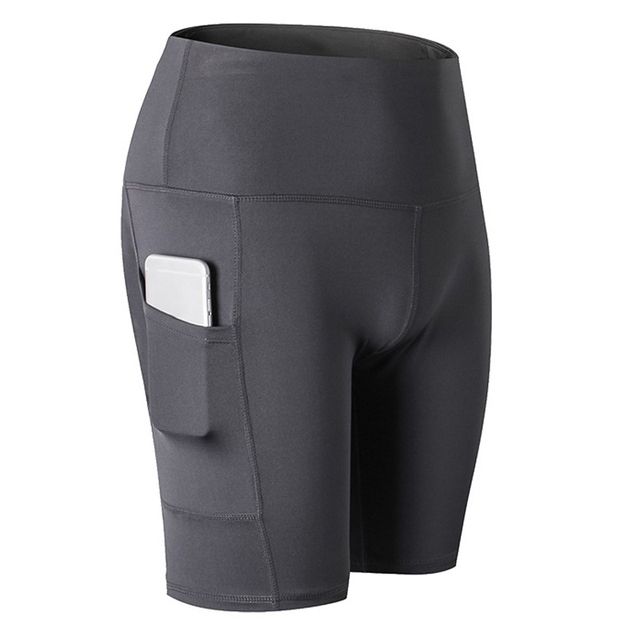 Women's Yoga Shorts Summer Fitness Pocket Sports 48-gray_S