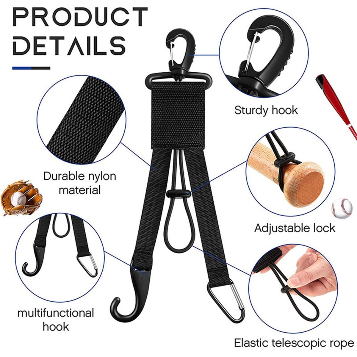 Baseball Softball Gear Hanger, Dugout Organizer, Keeps
