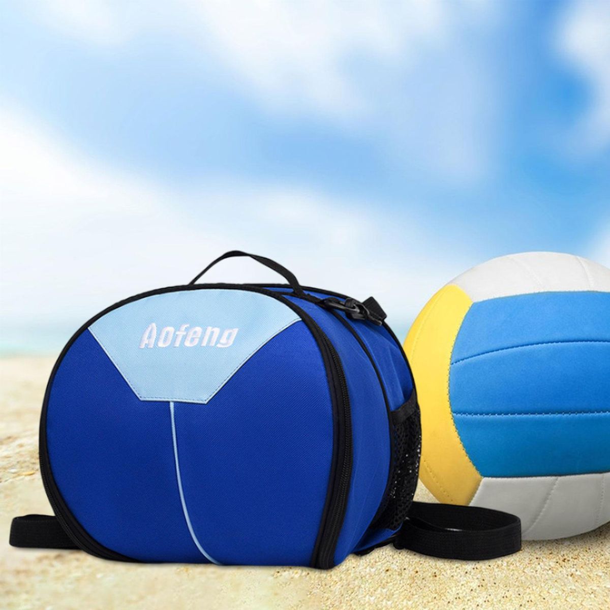 Basketball Shoulder Bag Oxford Fabric Wear Resistant Blue