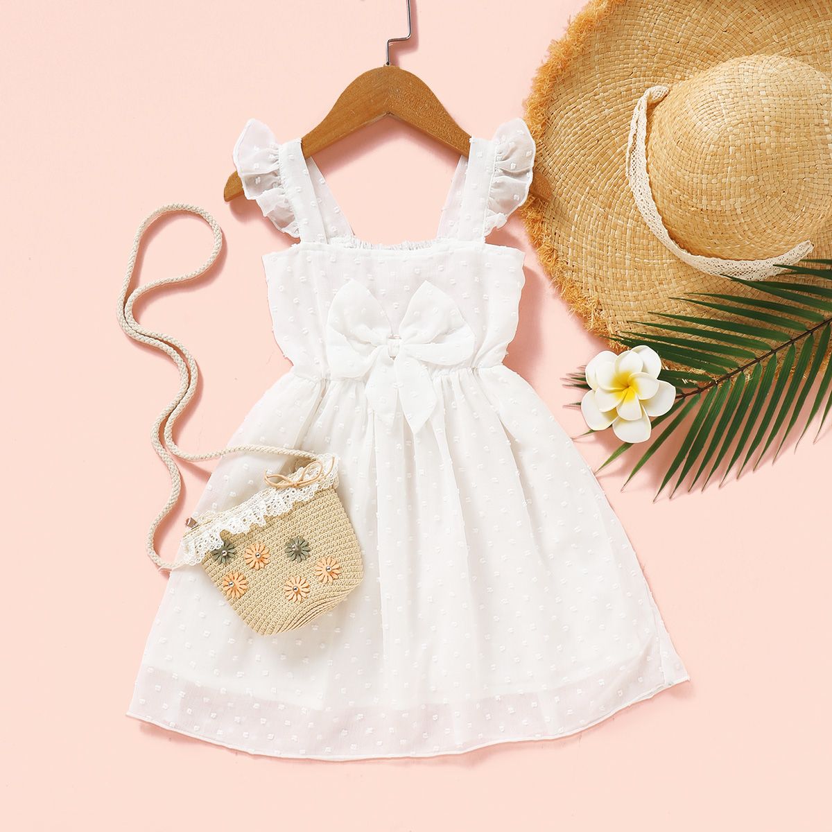 Kids Girl Dress Summer Sleeveless Princess Dress Pure White