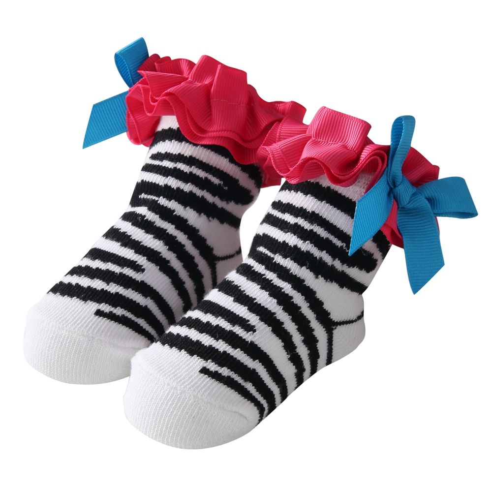 Newborn Baby Socks Stripe Baby Girls Socks With Bow Cute