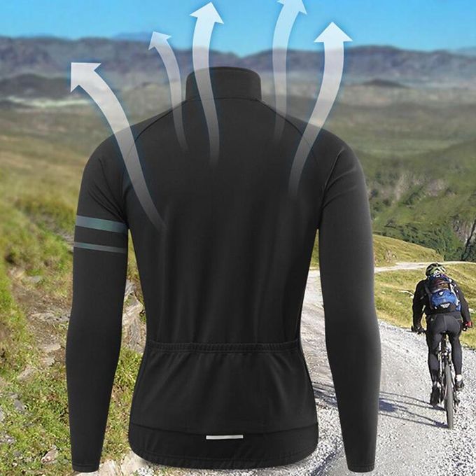 Cycling Jacket Warm Full Sleeve Coat Bicycle Rides Sports Black M