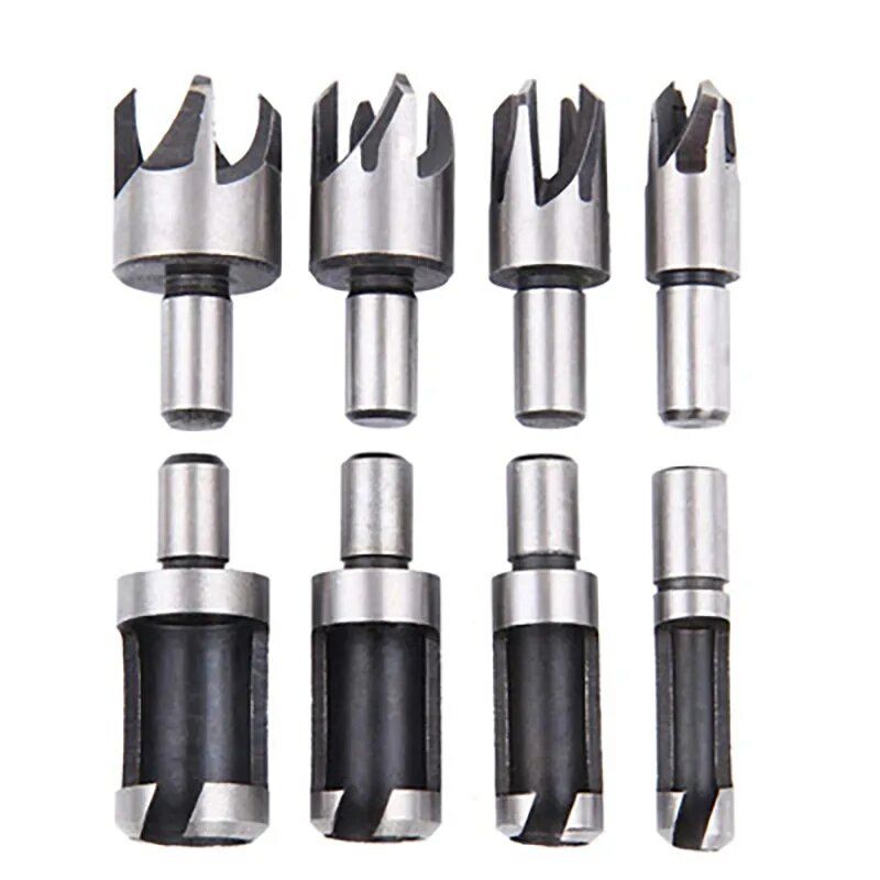8PCS HSS Cork Drill Bit Set Wood Plug Cutter Drill Cutting