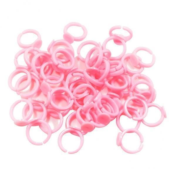 2x 50sets DIY Rings Setting Base Pink Round Cabochon Gems