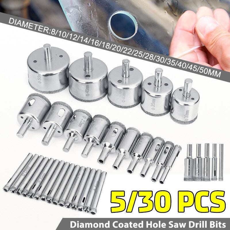 5/30Pcs 8-50mm Diamond Holesaw Drill Bit Tool For Ceramic Porcelain Glass Marble Diamond Holes Drill Bits 5 Pcs