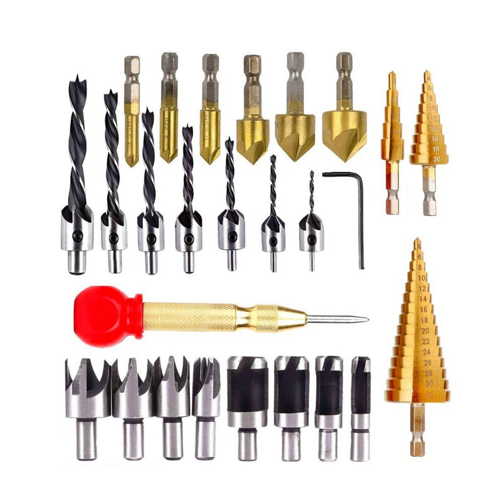 26pcs Woodworking Chamfer Drilling Tool Countersink Drill