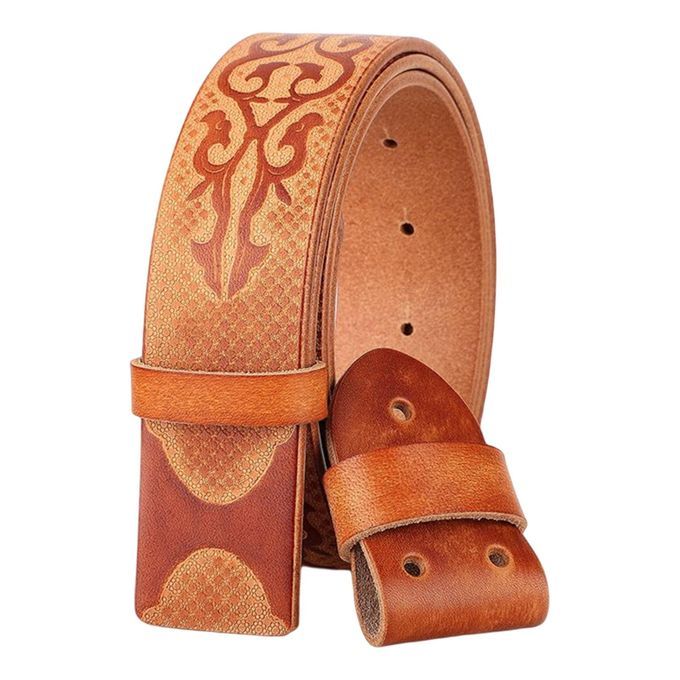 Men Belt PU Leather With Buckle Gift For Uniform Special Brown