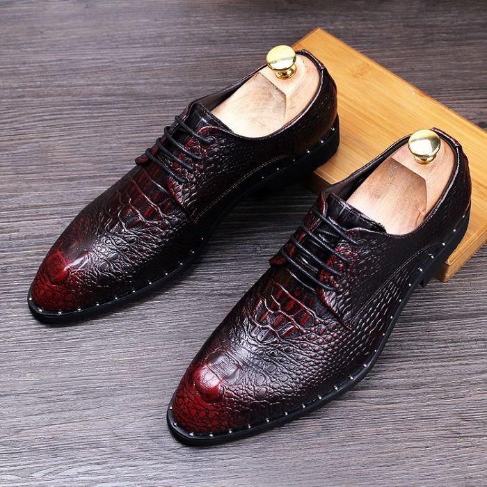 Style 1 Fashion Men's Crocodile Grain Leather Dress Shoes Man Casual