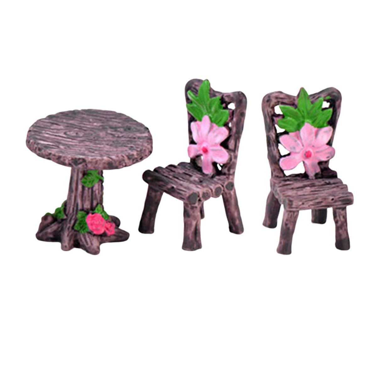 Miniature Table Chair Set  Garden Floral Furniture Mini