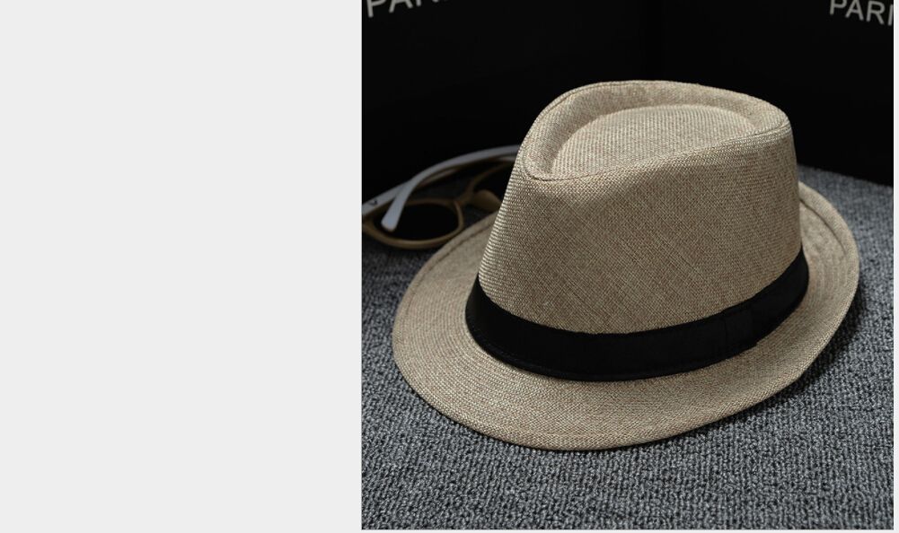 Mens Women Classic Straw Fedora Hat Wide Brim Panama Hat Summer Dress Hat E