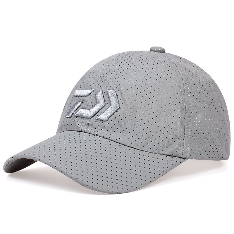 Summer Fishing Hat Breathable Baseball Cap Outdoor Sports Sun Hats Adjustable Embroidery Snapback Hats Leisure Men Caps Gray