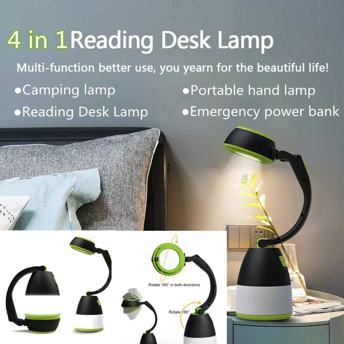 4 In 1 USB Charging Portable LED Camping Light Lantern Flashlight Reading Desk Lamp Emergency Power