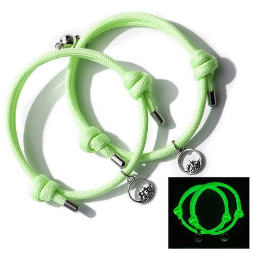 2PCS/set Glow In Dark Bracelet Magnet Couple Bracelet Woven Hand Rope
