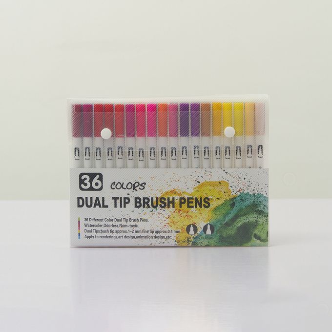 36 Colors Markers Pens Studay School Brush Fineliners Watercolor Art Markers