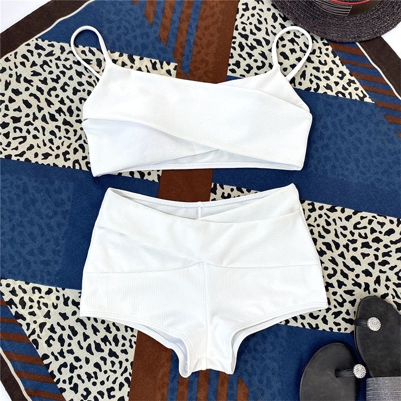 In-X Sport Bikinis Solid Swimsuit Women Bandeau Bathing Suits Girl Swimwear