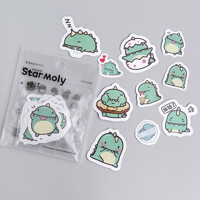 40 Pcs Creative Little Dragon Green Paper Sticker