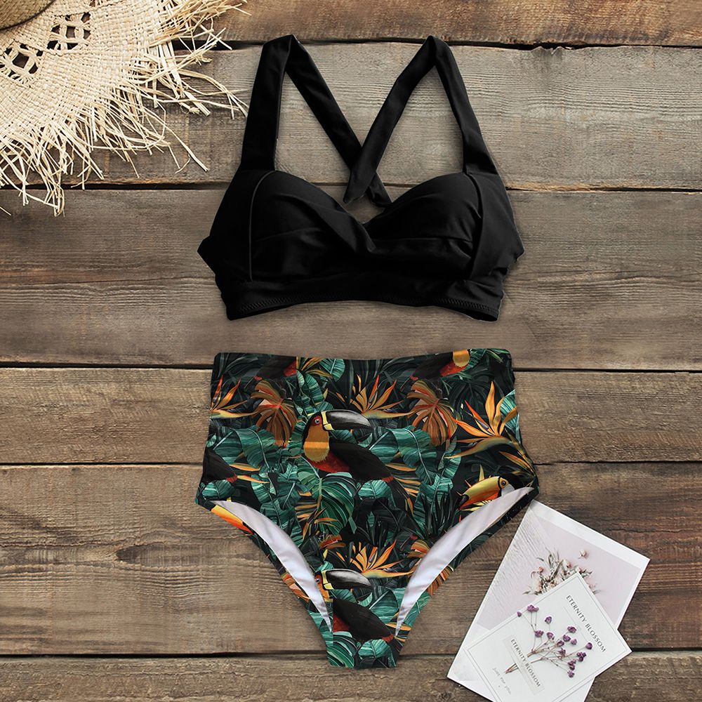 (NDL2010D4)y High Waist Bikinis 2022 New Halter Swimwear Women Swimsuit Female