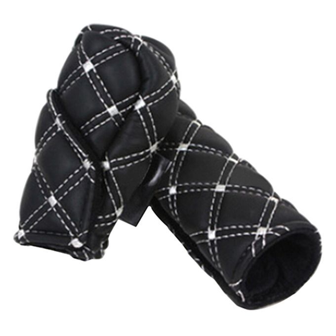 Car Faux Leather Gear Shift Knob Cover Hand-Black + White