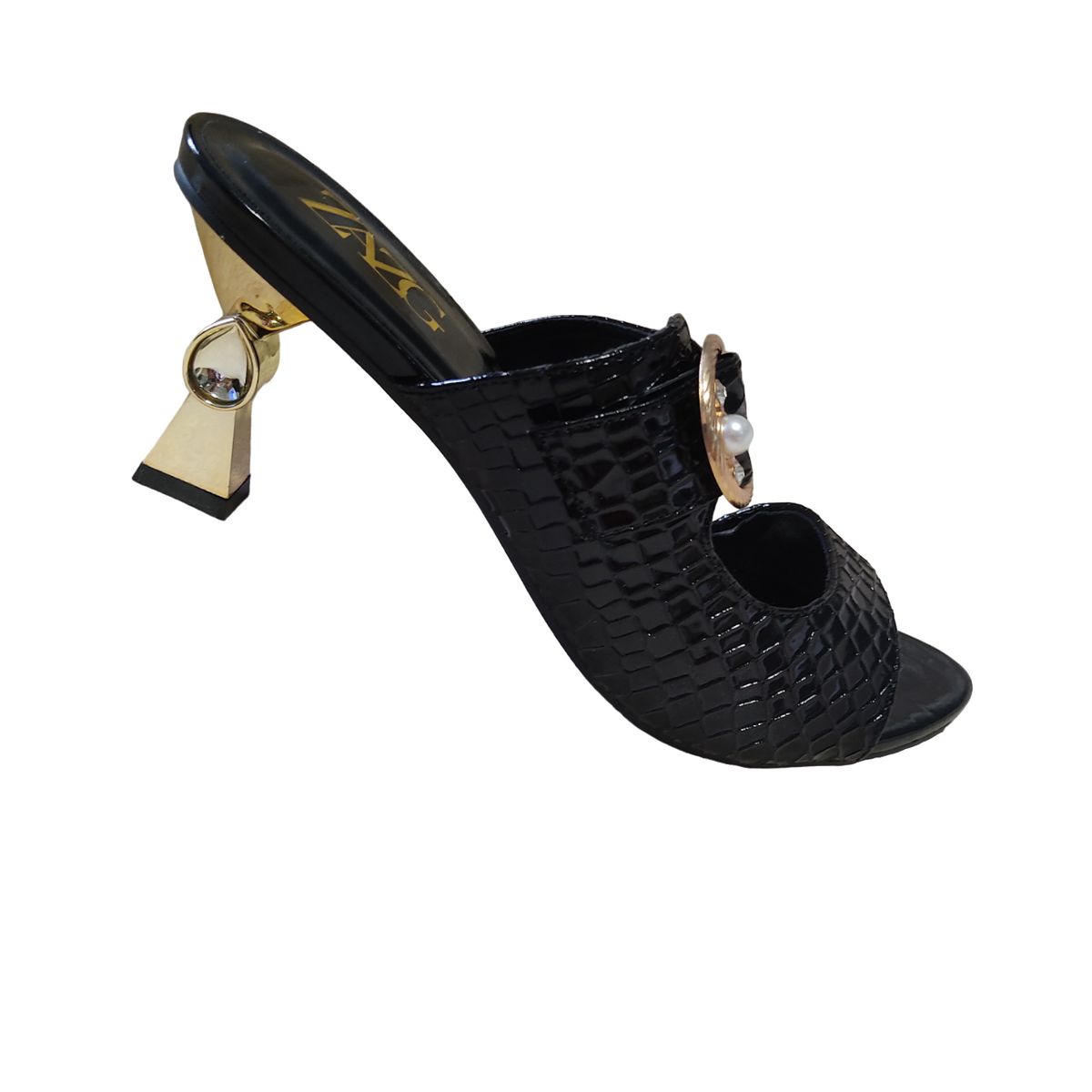 Beautiful Leather Fashion Heels (black)