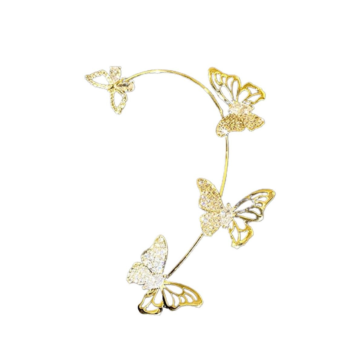 1Pc Clip Earring Butterfly Hollow Out Without-Golden