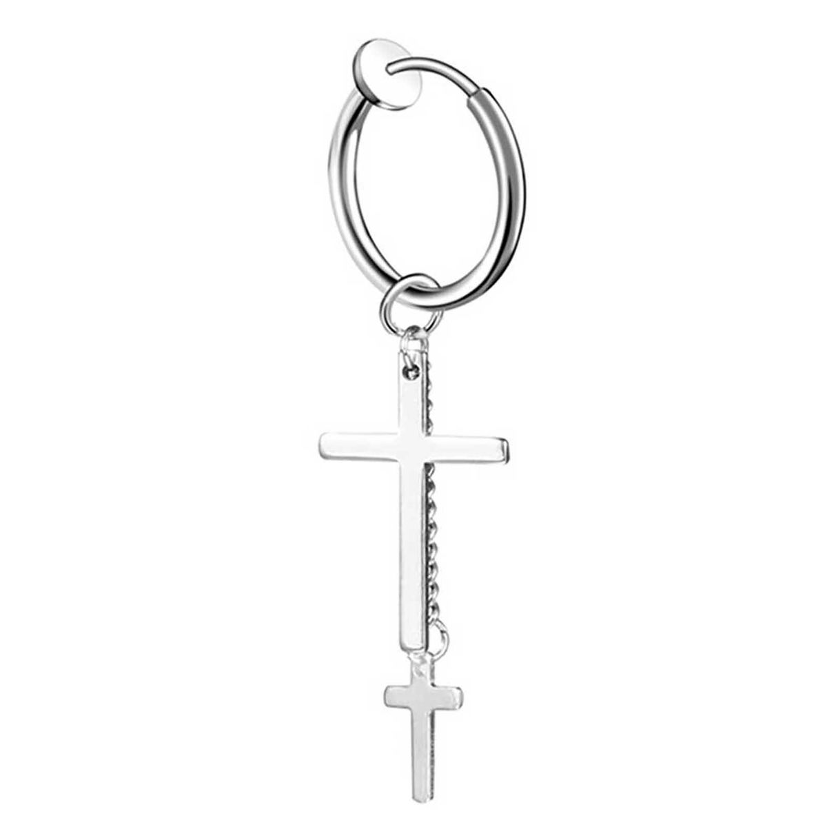 1Pc Hoop Earring Cool Unisex Stainless steel-Steel Color