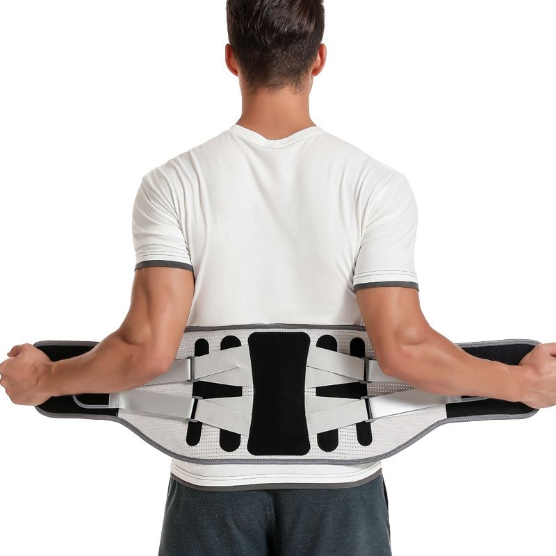 (Black)Lumbar Back Support Belt Orthopedic Lumbar Brace With Large Area Aluminum Support For L JIN