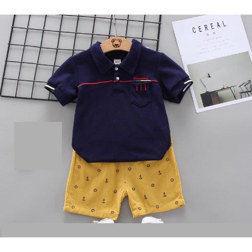 Designer Lookalike Polo Shorts Set - Blue