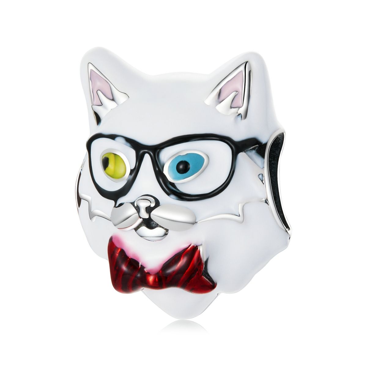 S925 Sterling Silver White Cat Beads