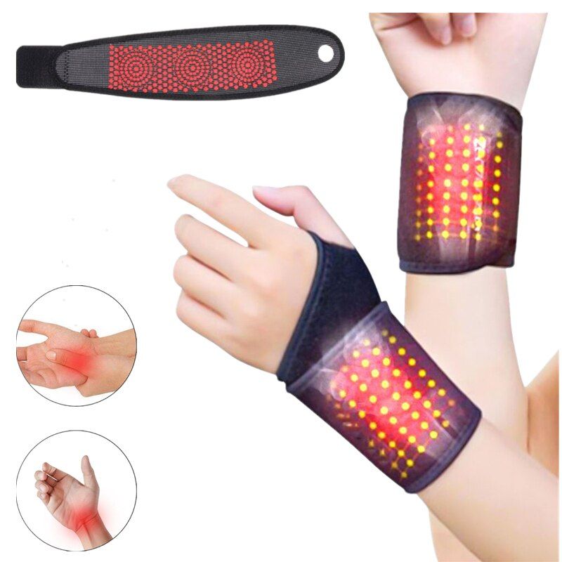 1 Pair Self Heating Wrist Band Magnetic Therapy Brace Wrap