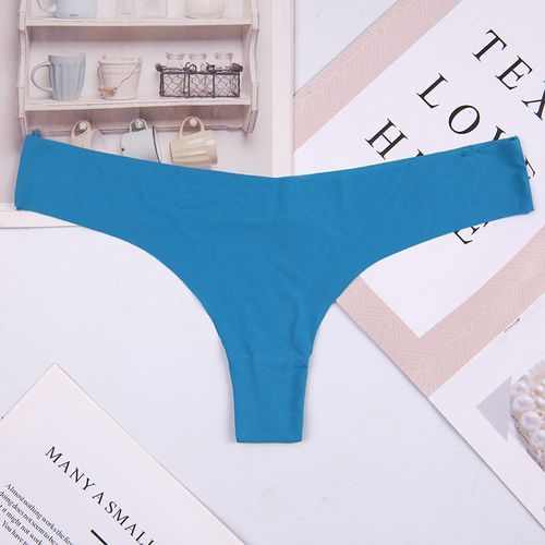 1 Pcs Lady T-back  Solid Color Ice Silk Panties Sexy  Elastic  Soft Comfort