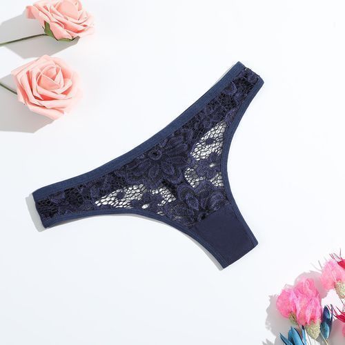 1 Pcs Lady T-back Solid Color Lace Underwear  Elastic Briefs Soft Comfortable